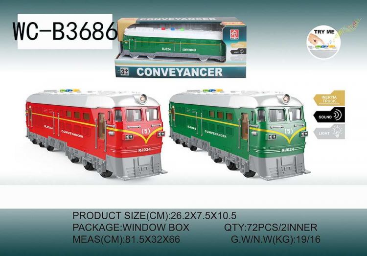 ABtoys (АБтойс) RJ024 Поезд-локомотив Junfa пластмасовый, фрикционный, со световыми и звуковыми эффектами, в коробке, 26,2х7,5х10,5см
