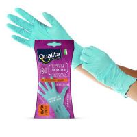 QUALITA 12500-КК Перчатки хозяйственные QUALITA нитриловые, размер S 10шт