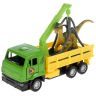 Технопарк SB-19-29+DINO(WB) Машинка Кamaz Эвакуатор и динозавр, инерционная, металлическая, 9 см