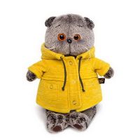 BUDI BASA Ks22-084 Мягкая игрушка Кот Басик в желтой куртке "B&Co", 22 см