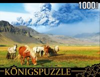 Konigspuzzle КБК1000-6463 Пазл Лошади и вулкан, 1000 элементов