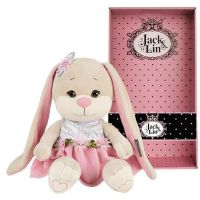Maxitoys JL-256-20 Jack&Lin Мягкая игрушка Зайка Лин в розовом платьице с цветами, 20 см