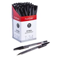 Hatber 7CB-00041 Ручка Hatber шариковая T-34 Черная 0,7мм с колпачком и клипом чернила на масляной основе 50шт