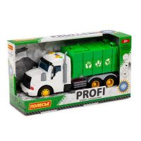 Полесье 86495 Машинка инерционная PROFI Мусоровоз зеленый, со светом и звуком (в коробке)