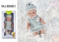 Junfa WJ-B9961 Пупс JUNFA Pure Baby 25см в сером платье, шапочке, носочках, с аксессуарами