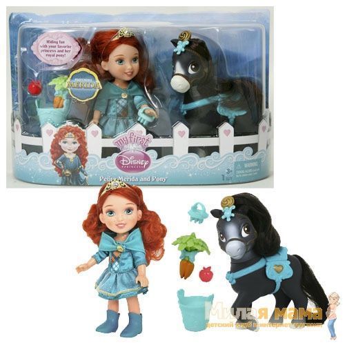 Disney Princess 755060 Принцессы Дисней Малышка с конем Мерида, 15 см