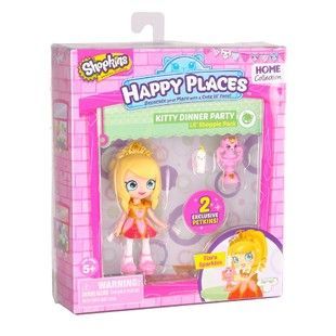 Moose 56411 Игровой набор Happy Places Кукла-малышка Shoppie Тиара Блестяшка "Праздничный ужин у котят"