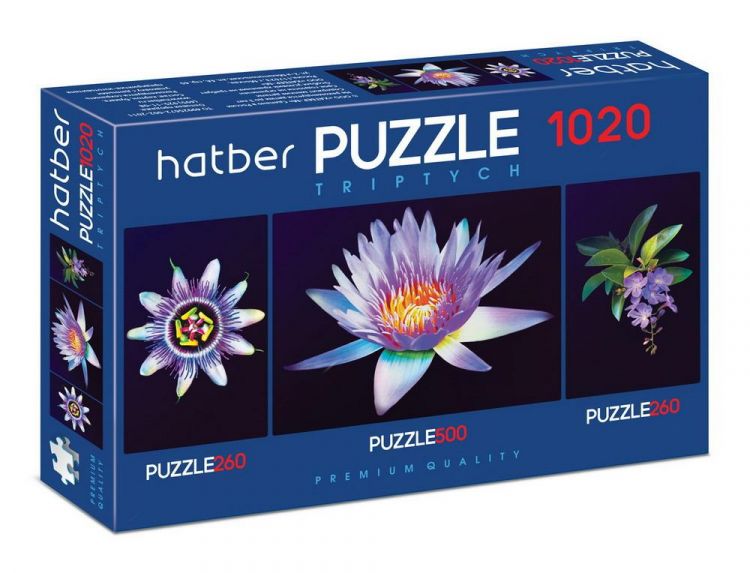 Hatber 1020ПЗ2-20930 Пазлы Hatber Premium TRIPTYCH Душа цветка 260+500+260 элементов