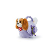 Trudi Pets 29717 Мягкая игрушка Щенок Кавалер Кинг Чарльз спаниель в лиловой сумочке, 15 см