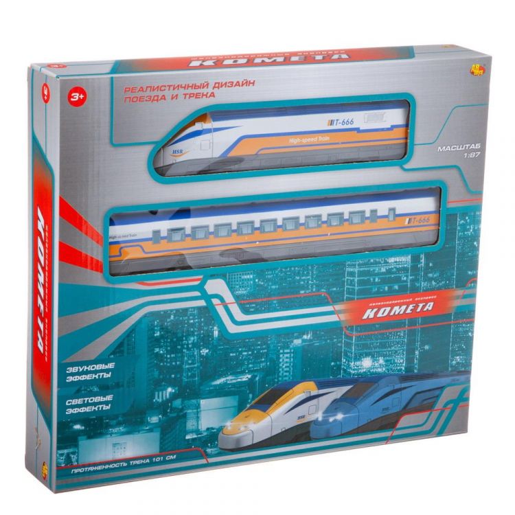 ABtoys (АБтойс) C-00408 Железная дорога "КОМЕТА" Железнодорожный экспресс", 101см, желтый поезд, со световыми и звуковыми эффектами