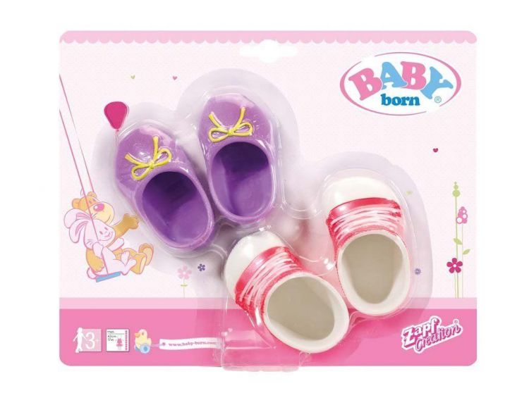 Zapf Creation Baby born 822-159 Бэби Борн Ботиночки, 2 пары (розовые и сиреневые)