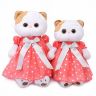 BUDI BASA LK24-043 Мягкая игрушка Кошечка Ли-Ли в платье в горошек, 24 см