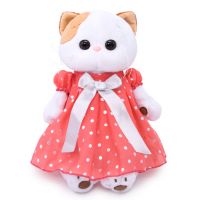 BUDI BASA LK24-043 Мягкая игрушка Кошечка Ли-Ли в платье в горошек, 24 см