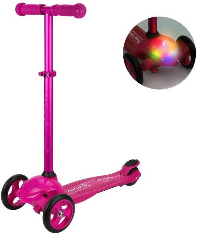 Moby Kids 64962 Самокат Moby Kids Lights пурпурный, управление наклоном, светится платформа, колесо 120*24 мм PU