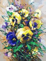 Раскраски по номерам Букет с анютками, 40*30 см