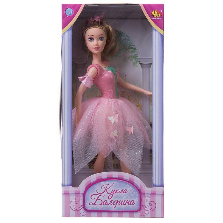 ABtoys (АБтойс) PT-00440/w(1) Кукла ABtoys Балерина, 30см, в бледно-розовой юбке-лепесток с бабочками