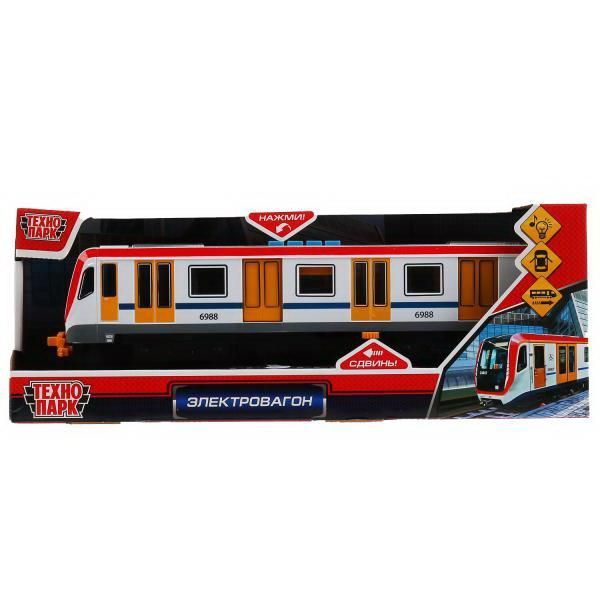Технопарк SUBWAYMSC-30PL-RDWH Поезд Электровагон, инерционный, белый, свет, звук, 30 см