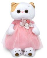 BUDI BASA LK24-025 Мягкая игрушка Кошечка Ли-Ли в платье с вязаными ягодками, 24 см