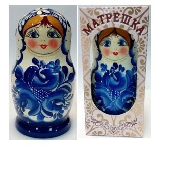 М05140406К Матрешка 5 в 1 средняя 14 см (Гжель, Эскиз 06) в подарочной упаковке