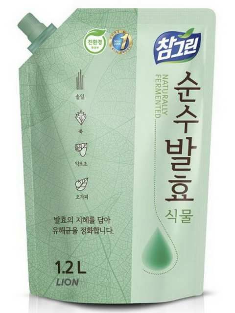 CJ LION 618683 CJ LION Средство для мытья посуды, овощей и фруктов "CHAMGREEN Pure Fermentation" Горные травы, в мягкой упаковке с крышкой, 1200 мл, Южная Корея
