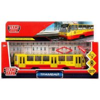 Технопарк TRAM71403-18SL-RDYE Трамвай инерционный, свет и звук, открываются двери, жёлтый 18,5 см