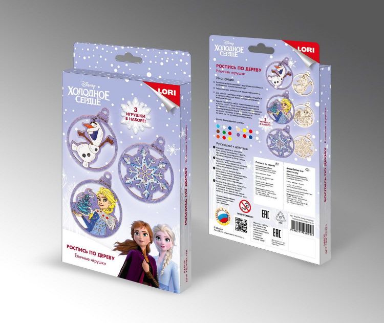 LORI Фид-004 Набор для творчества LORI Роспись по дереву Disney Ёлочные игрушки Холодное сердце