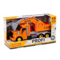 Полесье 86457 Машинка инерционная PROFI Экскаватор оранжевый, со светом и звуком (в коробке)