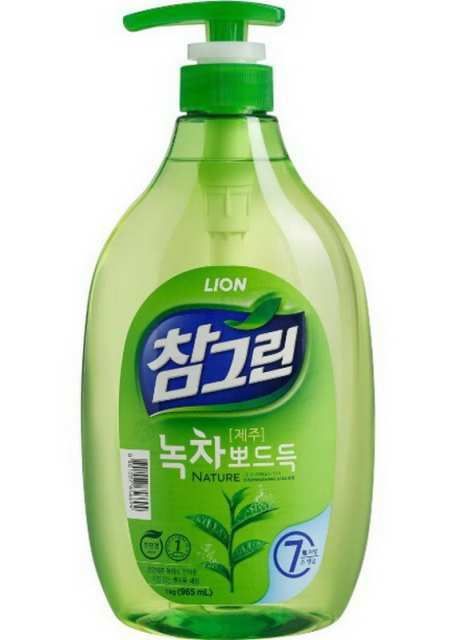 CJ LION 656694 CJ LION Средство для мытья посуды, овощей и фруктов "CHAMGREEN" Зеленый чай, с дозатором, 960 мл, Южная Корея