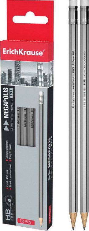 ErichKrause 32860 Карандаш чернографитный с ластиком Megapolis 101 (HB)