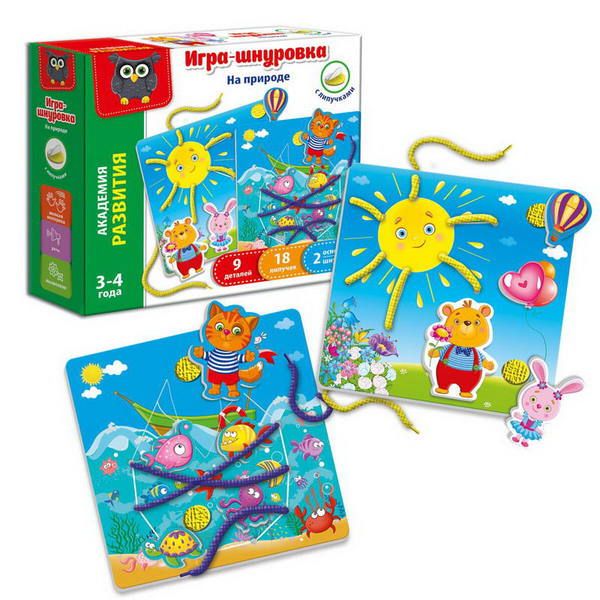 Vladi Toys VT5303-02 Игра-шнуровка с липучками "На природе"