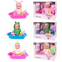 ABtoys PT-01006 Кукла-пупс 25 см ПВХ, пьет и писает, в ассортименте 3 вида (розовая и голубая)