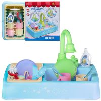 ABtoys (АБтойс) PT-01104/голубая Игровой набор Abtoys Помогаю Маме Кухонная раковина с водой и аксессуарами, свет и звук, голубая