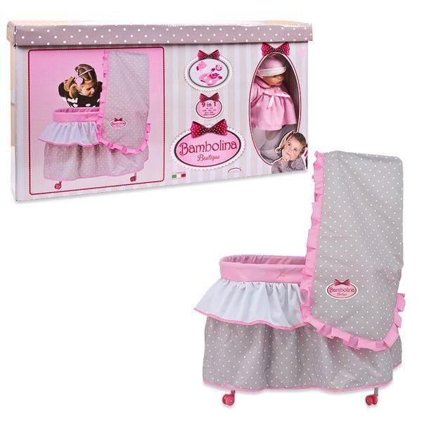 Dimian 9612WB Кукла BAMBOLINA BOUTIQUE в комплекте с кроватью с балдахином, одеялом,  подушкой, 36 см