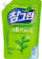 CJ LION 654935 CJ LION Средство для мытья посуды, овощей и фруктов "CHAMGREEN" Зеленый чай, в мягкой упаковке с крышкой, 1200 мл, Южная Корея