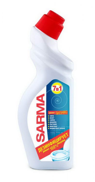 SARMA 7066К Чистящий гель для сантехники 7 в 1 SARMA Дезинфицирует убивает 100% микробов 750мл