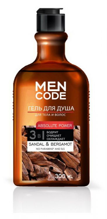 MEN CODE 12652-КК Гель для душа MEN CODE ABSOLUTE POWER с экстрактами сандала и бергамота 300мл