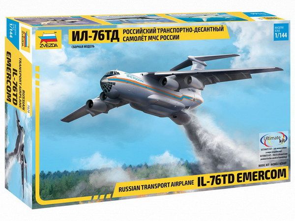 Звезда 7029з Сборная модель - Российский транспортно-десантный самолет Ил-76 ТД МЧС России 1:144