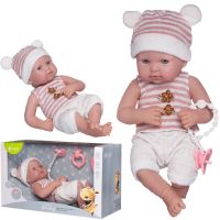 Junfa WJ-22519 Пупс Junfa Pure Baby в бело-розовых кофточке и шапочке, белых шортиках, с аксессуарами, 35см
