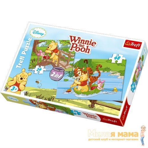 Trefl 34104 Набор пазлов 2 в 1 Играем в воде (Винни и друзья), 24+48деталей