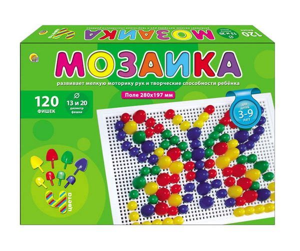 Мозаика пластиковая 120 фишек, диаметр 13 и 20 мм