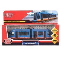 Технопарк SB-17-51-O-WB(NOIC) Машинка Технопарк Трамвай металлический новый с гармошкой, инерционный, открываются двери, 19см