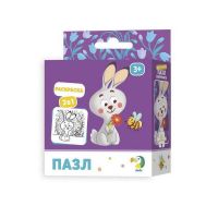 Dodo R300121 Пазл-раскраска 2 в 1 "Зайчонок", 16 деталей