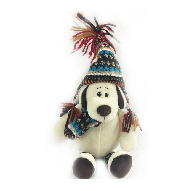 Teddy YSL18666 Мягкая игрушка Собака в шапке, 18 см