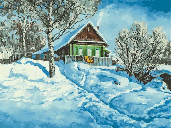 Белоснежка 279-AS Раскраски по номерам 30*40 см Домик на горе