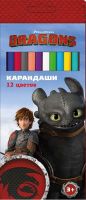 Карандаши цветные Драконы, пластиковые, 12 цветов, длина 177 мм, в картонной упаковке,шестигранные