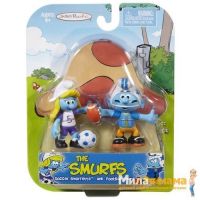 Jakks 15046 Набор из 2-х фигурок Смурфиков, Футболисты Смурфетта и Смурф, 6 см