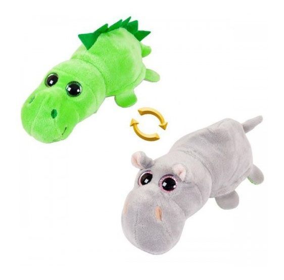AB toys M5015 Мягкая игрушка Перевертыши Бегемот/Динозавр, 16 см