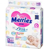 MERRIES 62020310 Подгузники Merries размер NB 0-5 кг 90 шт