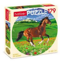 Hatber 179ПЗк4-11265 Пазл круглый Грациозная лошадка, 179 элементов
