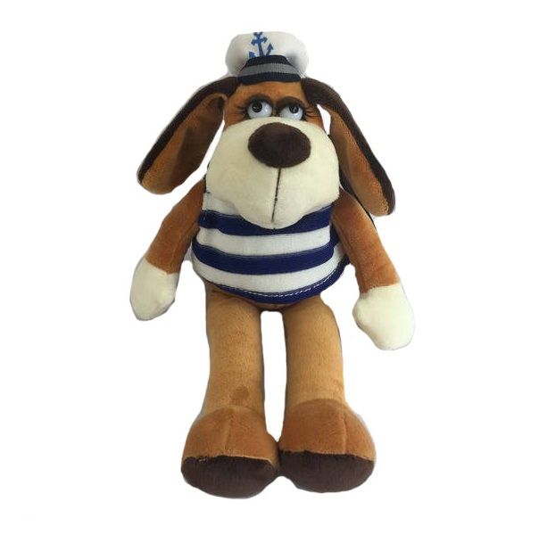 Teddy YSL18711 Мягкая игрушка Собака в тельняшке, 18 см